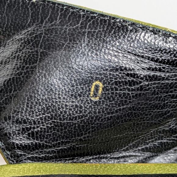 John Fluevog Kitten Heel Slingbacks 10 Green Metallic Leather Statement Shoes - Picture 4 of 16